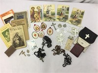 Group Lot Religious Items Rosary Medals Scapular