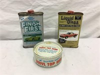 3 Car Wax Advertising Tin Cans