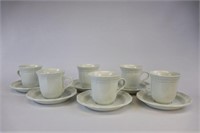 Six (6) white cups and saucers