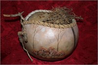 Handpainted storage gourd