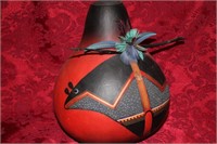 Handpainted gourd, sign, 9" tall