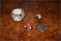 Tiny pottery pieces, signed on bottom