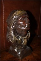 Signed bronze Native American bust