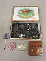 CIGAR BOX WITH ASSORTED CONTENTS: