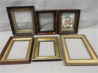 LOT OF 6 ANTIQUE FRAMES OF VARIOUS TYPES & SIZES: