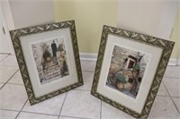 Two prints in metallic colored frames