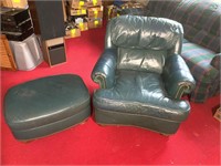 LEATHER CHAIR W/FOOT REST; HAS SOME WEAR