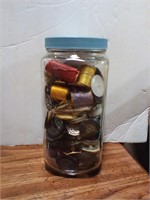 Buttons & Sewing Thread in Jar