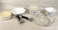 CORNINGWARE DISHES AND CAN OPENERS