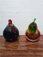 Glass Rooster & Pear