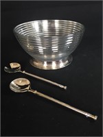 Regal silverplate base salad bowl with servers