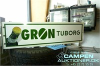 Dobbeltsidet skilt m/Grøn Tuborg logo, 70x20cm