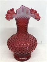 Fenton Cranberry vase hobnail