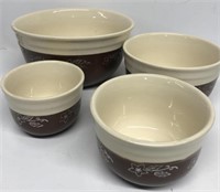 Brown and white stackable bowl set