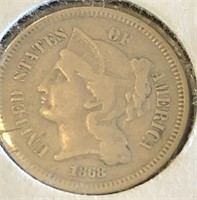 1868  three cent piece