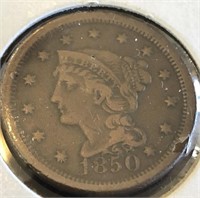 1850 USA 1 cent coin