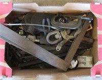 Various tools including files, squares, c clamp,