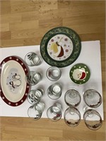 Mixed lot Christmas dishes,  seven (7) high ball
