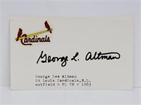 George Altman Autographed 3X5 Note Card