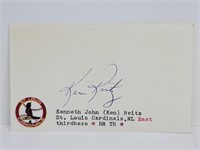 Kenneth John (Ken) Reitz Autographed 3X5 Note Card