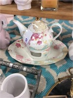 Teapot with warmer and serving dish