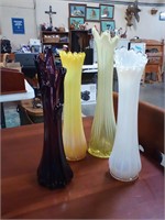 Carnival Glass Vases set of 4