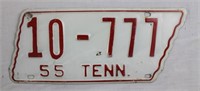 White 1955 TN license plate