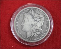 1880S Morgan silver dollar