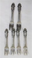 6 Crown Baroque sterling silver salad forks