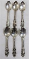 6 Crown Baroque sterling silver teaspoons