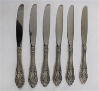 6 Crown Baroque sterling silver knives