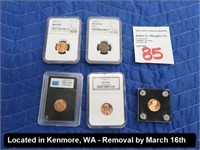 LOT, (5) ASSORTED US PENNIES TO INCLUDE: (1)