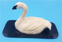 Ivory carving of a trumpeter swan by Dennis Pungow