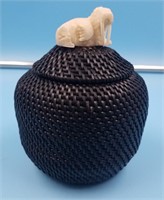 Large baleen basket by Carl Hank with Ivory finial