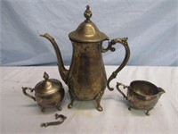 Metal Tea Set Sugar Dish Handle Needs Repair