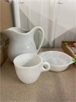 Mccoy Pitcher, Fire King Handled Dish & Cup
