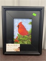 Framed Cardinal Oil On Canvas By Marsha Bullard,
