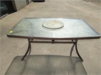 Glass Top Patio Table w/ Lazy Susan No Chairs