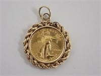 Fine Gold Coin in Bezel Pendant