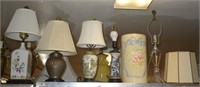 ASSORTED LAMPS AND WASTE CAN (6)