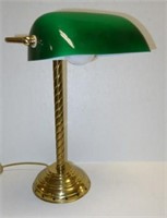 BRASS DESK LAMP WITH EMERALD SHADE