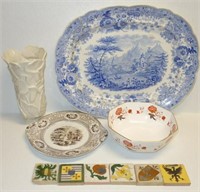 LARGE LOT OF ASSORTED PORCELAIN AND TILES (40+/-)