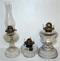ANTIQUE GLASS OIL LAMPS (3+)