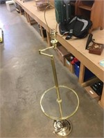 Brass Floor Lamp w/Glass Round Table