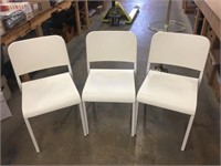 3 Ikea White Metal & Plastic Base Stackable Chairs