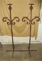 Pair of Vintage Wrought Iron Floor Candle Holders