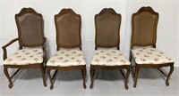 Set of 4 cane back formal wood dining chairs