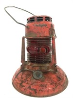 Vintage railroad lantern w/ red glass