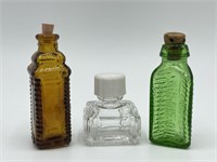 Miniature glass bottle trio