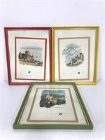Three framed castle prints